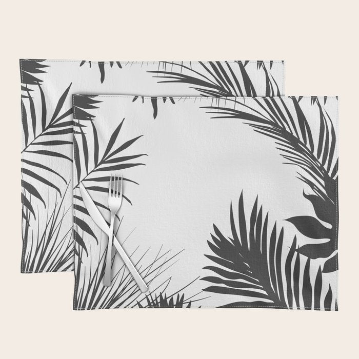 Black And White Palm Leaves Placemat Gallery Image 1