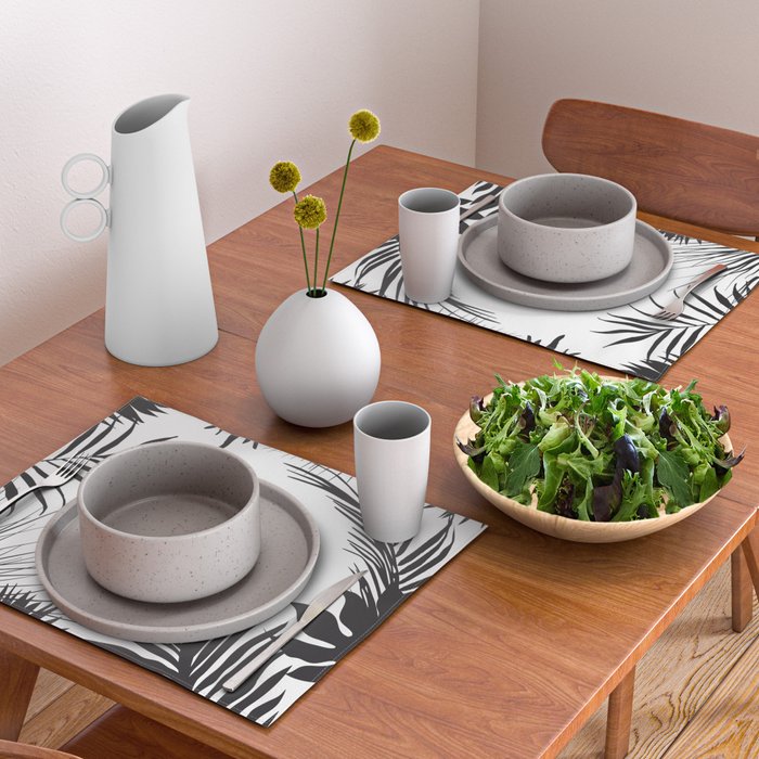 Black And White Palm Leaves Placemat Gallery Image 2