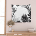 Black And White Palm Leaves Wall Tapestry Gallery Image 2