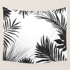 Black And White Palm Leaves Wall Tapestry Gallery Image 4