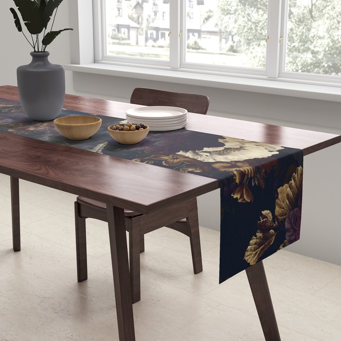 Dutch Vintage Midnight Flower Garden  Table Runner Gallery Image 2