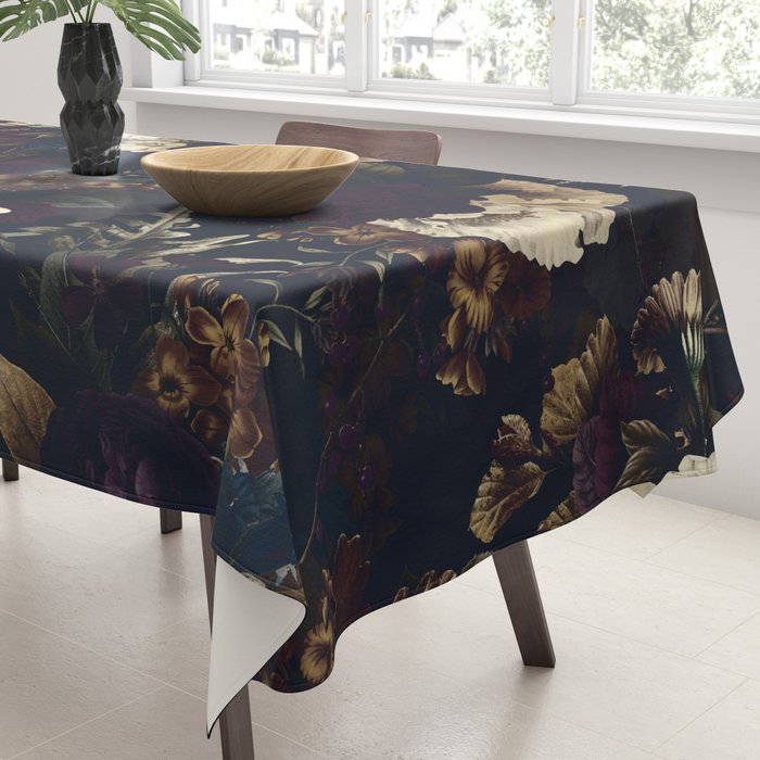 Dutch Vintage Midnight Flower Garden  Tablecloth Gallery Image 3