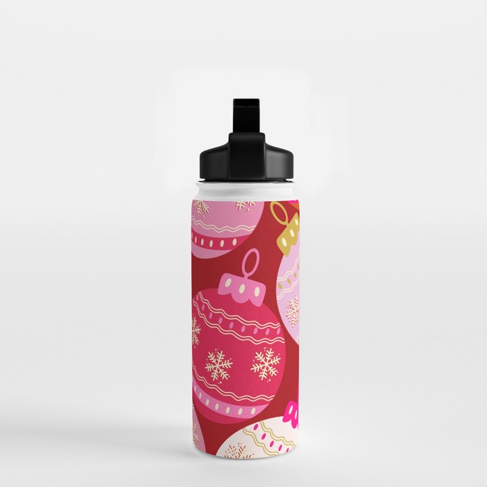 Pink Christmas Decorations Retro Baubles Water Bottle Gallery Image 2