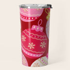 Pink Christmas Decorations Retro Baubles Travel Mug Gallery Image 2