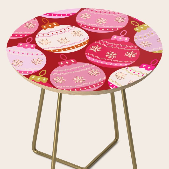 Pink Christmas Decorations Retro Baubles Side Table Gallery Image 2
