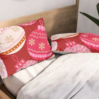 Pink Christmas Decorations Retro Baubles Pillow Sham Gallery Image 2