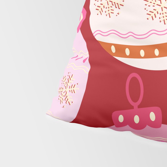 Pink Christmas Decorations Retro Baubles Pillow Sham Gallery Image 4