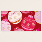 Pink Christmas Decorations Retro Baubles Desk Mat Gallery Image 3
