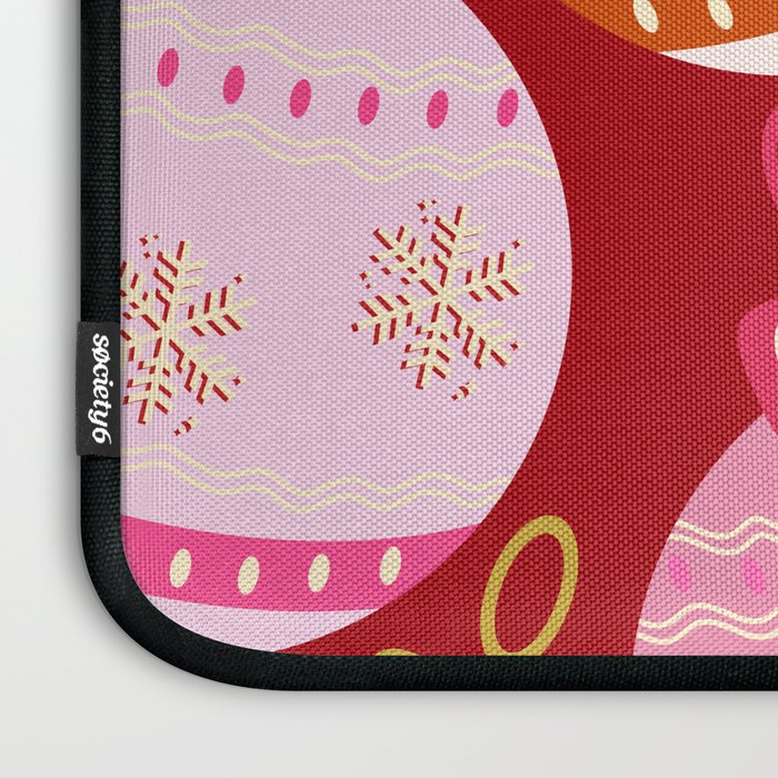 Pink Christmas Decorations Retro Baubles Laptop Sleeve Gallery Image 3