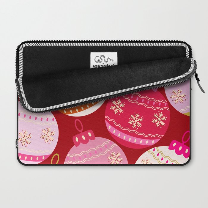 Pink Christmas Decorations Retro Baubles Laptop Sleeve Gallery Image 2