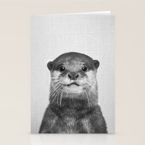 Otter - Black & White Stationery Card Gallery Image 1