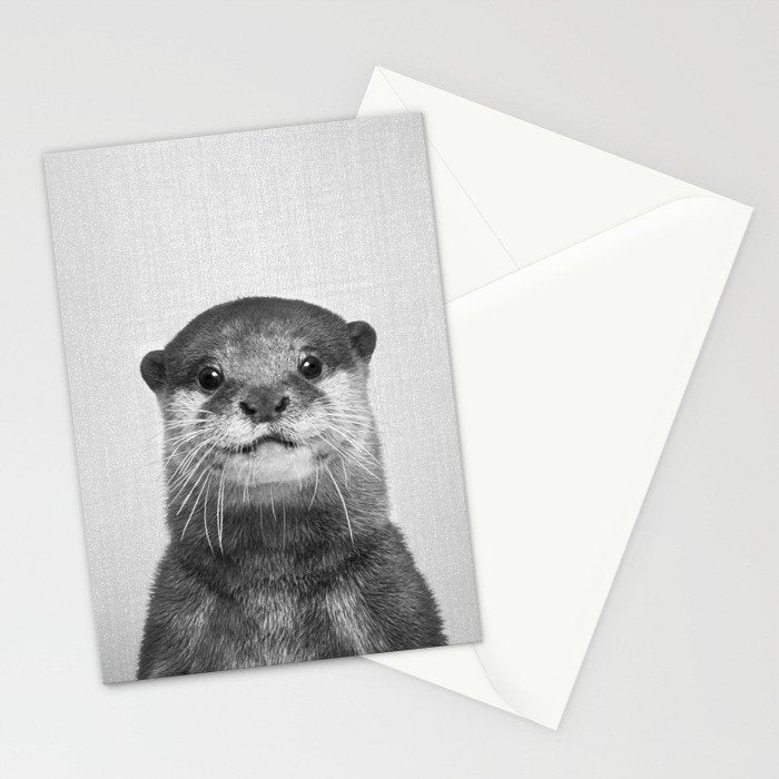 Otter - Black & White Stationery Card Gallery Image 2