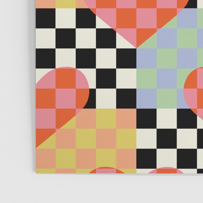 Retro love heart checkered pattern Poster Gallery Image 3