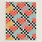 Retro love heart checkered pattern Jigsaw Puzzle Gallery Image 1