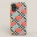 Retro love heart checkered pattern iPhone Case Gallery Image 1