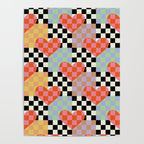 Retro love heart checkered pattern Poster Gallery Image 4