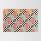 Retro love heart checkered pattern Rug Gallery Image 2