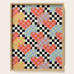 Retro love heart checkered pattern Serving Tray Gallery Image 1