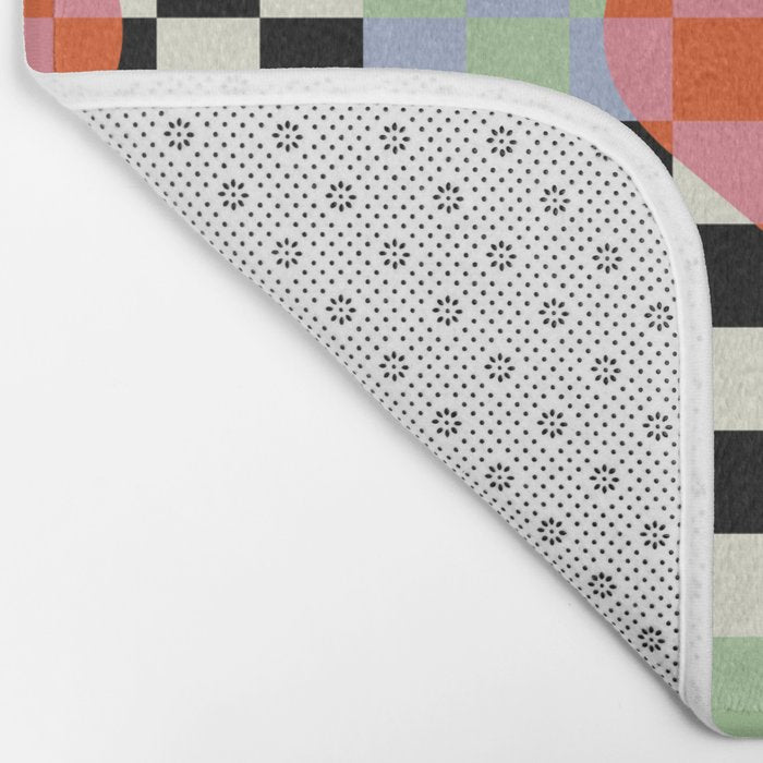Retro love heart checkered pattern Bath Mat Gallery Image 2