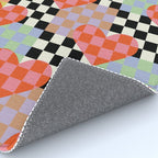 Retro love heart checkered pattern Rug Gallery Image 4