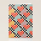 Retro love heart checkered pattern Stationery Card Gallery Image 2