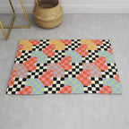 Retro love heart checkered pattern Rug Gallery Image 1