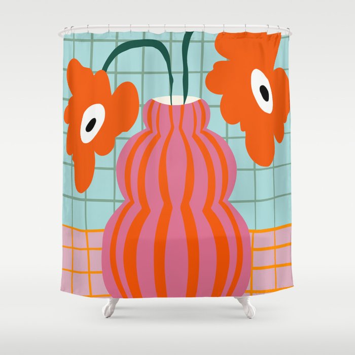 Colorful clay blooms Shower Curtain Gallery Image 1