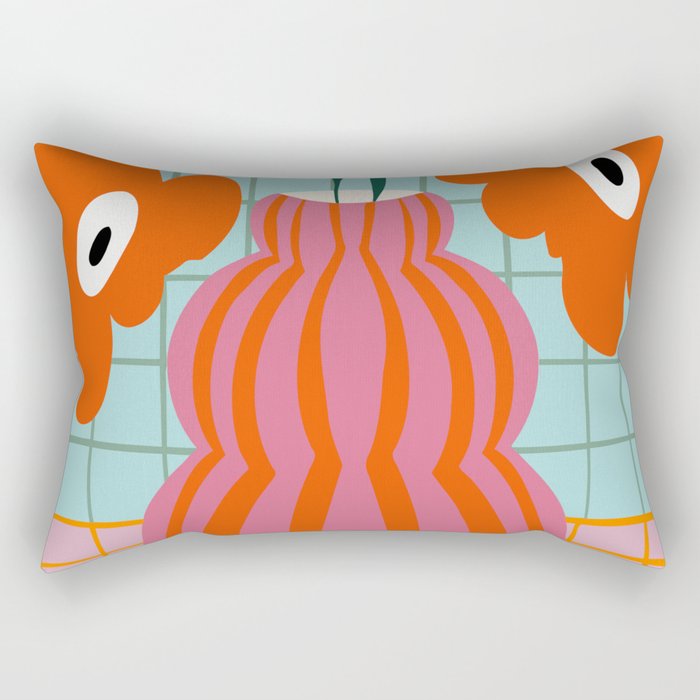 Colorful clay blooms Rectangular Pillow Gallery Image 1