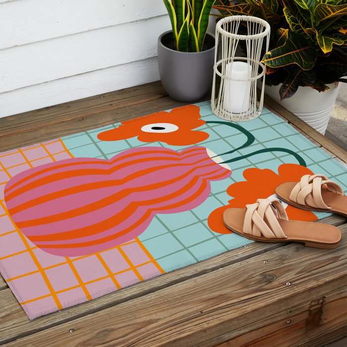 Colorful clay blooms Outdoor Rug Gallery Image 2
