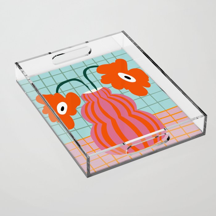 Colorful clay blooms Acrylic Tray Gallery Image 1