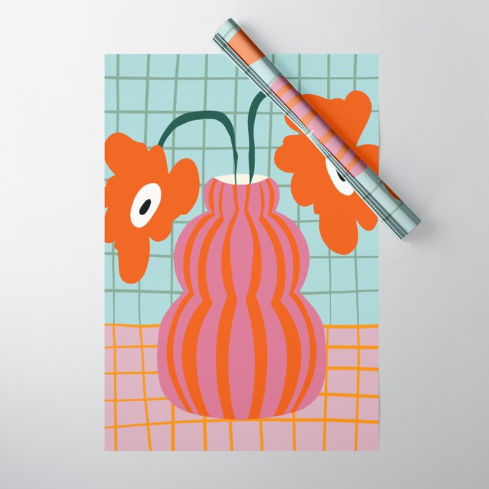 Colorful clay blooms Wrapping Paper Gallery Image 1