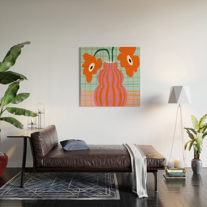 Colorful clay blooms Wood Wall Art Gallery Image 2
