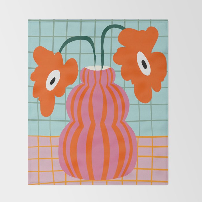 Colorful clay blooms Throw Blanket Gallery Image 2