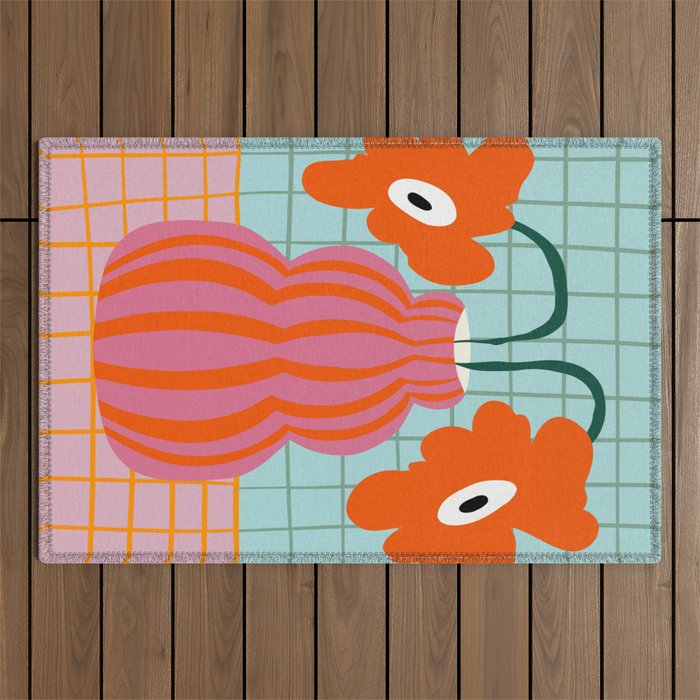 Colorful clay blooms Outdoor Rug Gallery Image 1