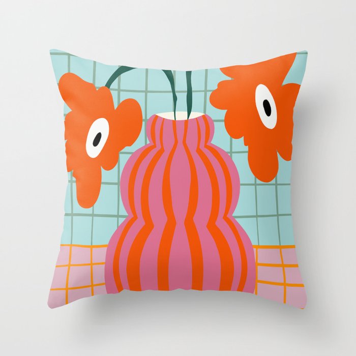 Colorful clay blooms Throw Pillow Gallery Image 6