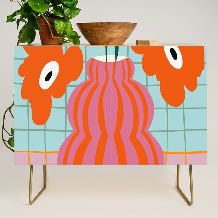Colorful clay blooms Credenza Gallery Image 1