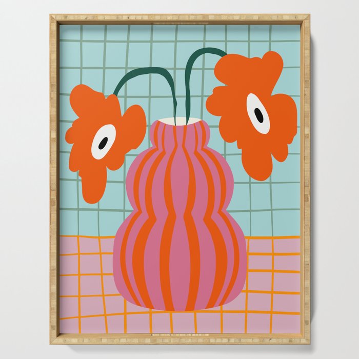 Colorful clay blooms Serving Tray Gallery Image 1