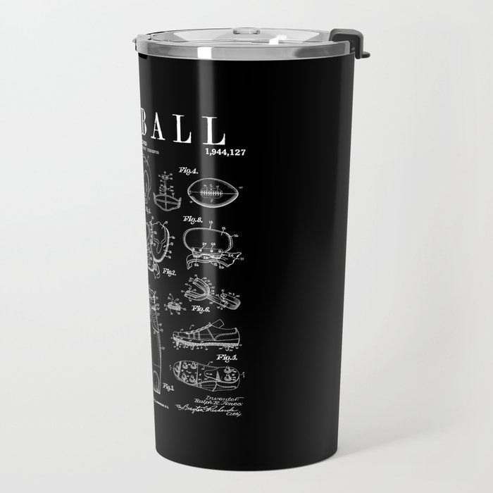 American Football Old Vintage Patent Drawing Print Travel Mug Gallery Image 2