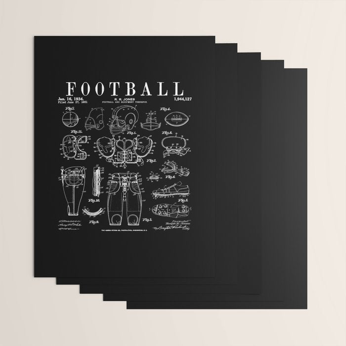 American Football Old Vintage Patent Drawing Print Wrapping Paper Gallery Image 3