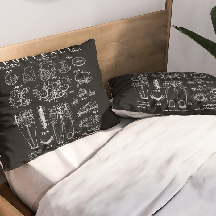 American Football Old Vintage Patent Drawing Print Pillow Sham Gallery Image 2
