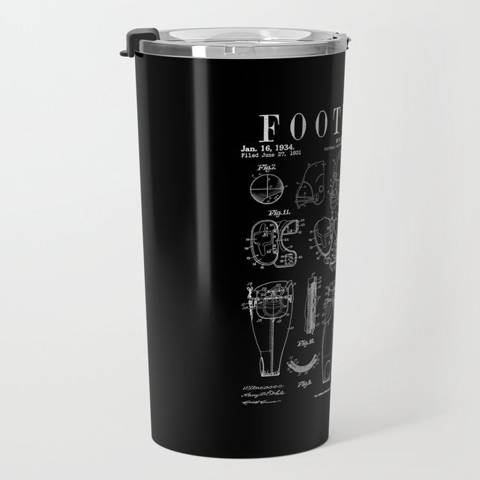 American Football Old Vintage Patent Drawing Print Travel Mug Gallery Image 3