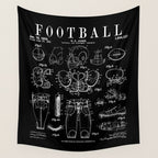American Football Old Vintage Patent Drawing Print Wall Tapestry Gallery Image 4