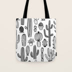 Cactus plant doodle art pattern Tote Bag Gallery Image 1
