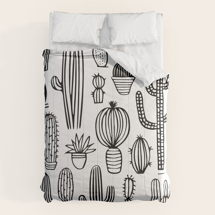 Cactus plant doodle art pattern Comforter Gallery Image 1