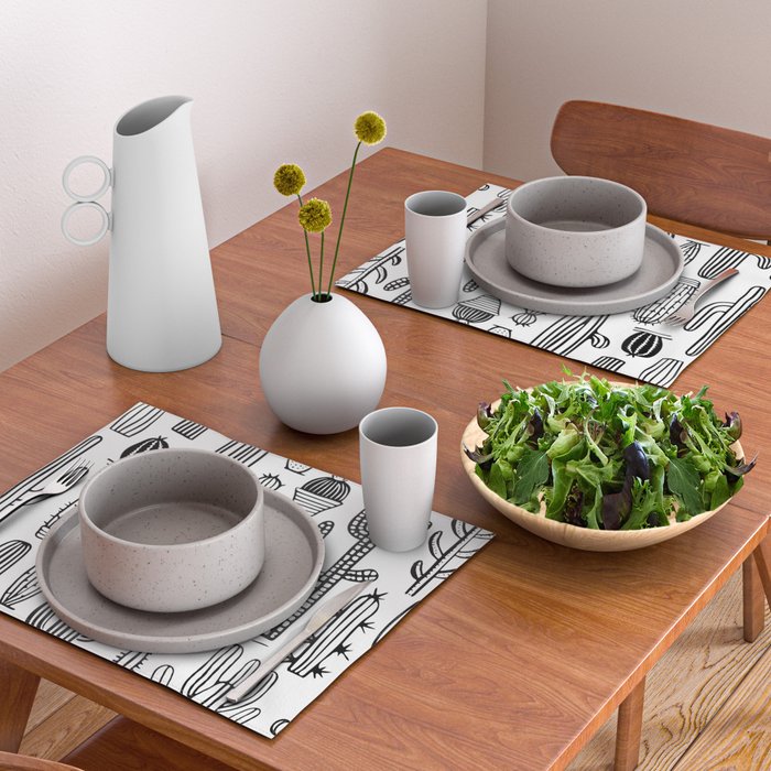 Cactus plant doodle art pattern Placemat Gallery Image 2