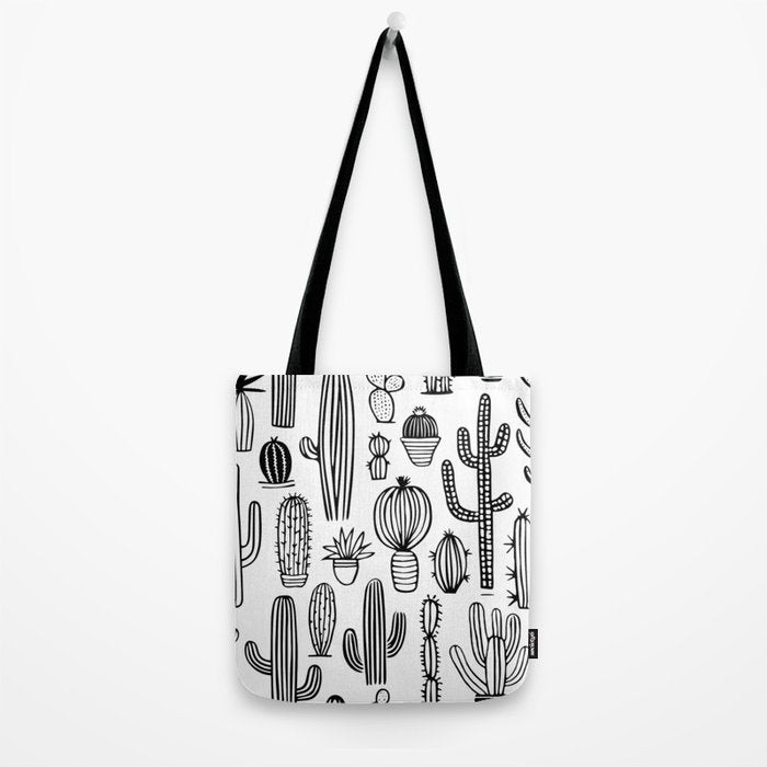 Cactus plant doodle art pattern Tote Bag Gallery Image 2