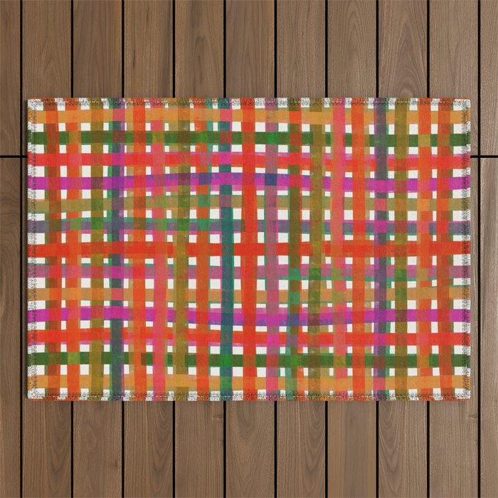 Colorful Plaid #3 Outdoor Rug Gallery Image 1