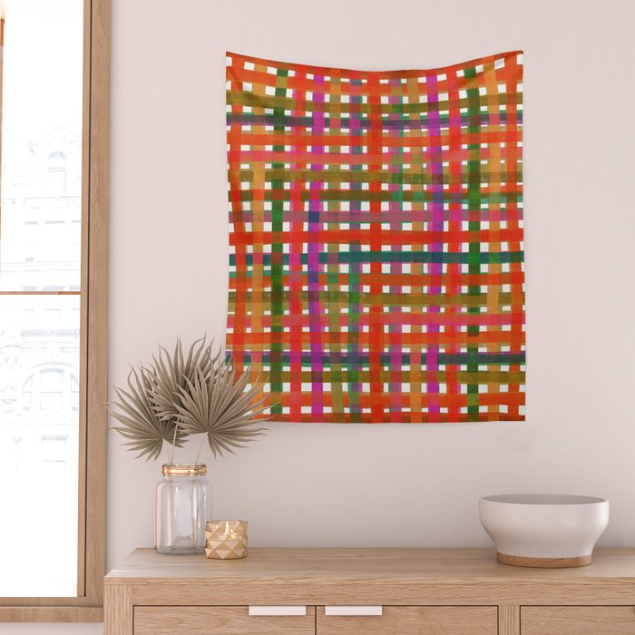 Colorful Plaid #3 Wall Tapestry Gallery Image 2