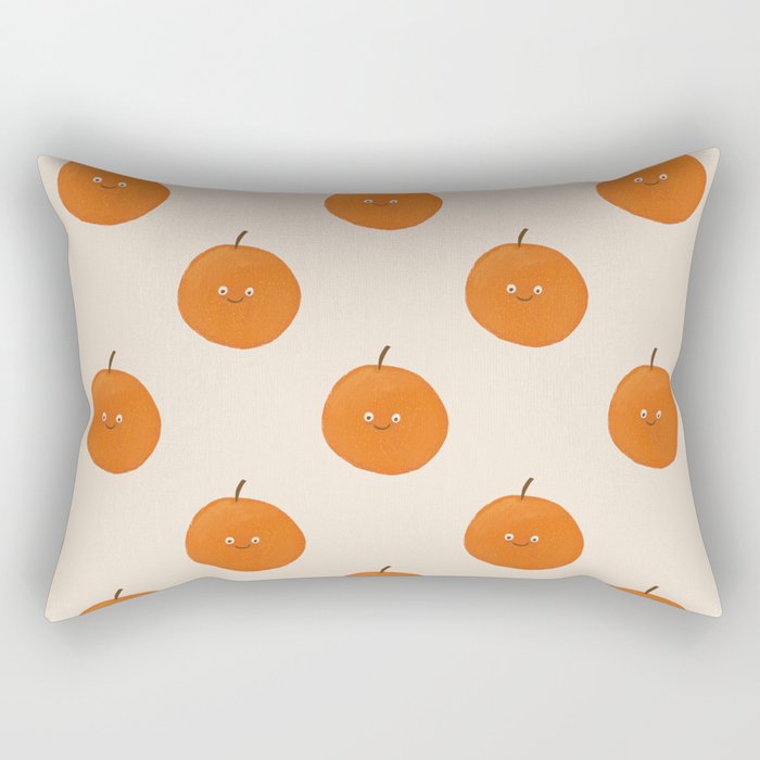 Kawaii Orange Rectangular Pillow Gallery Image 1