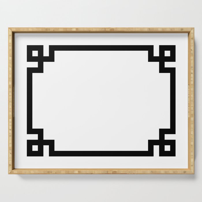 Black Greek Key Border Serving Tray Gallery Image 1